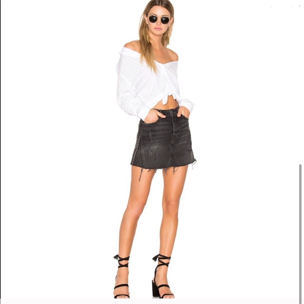 GRLFRND Eva A-Frame Gusset Denim Jean Skirt